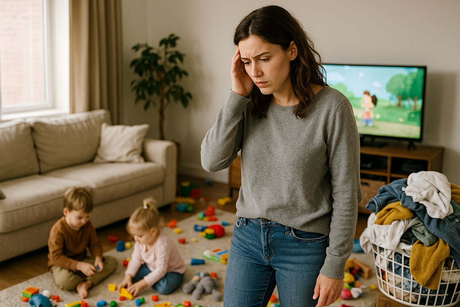 Image of mom stressed about homemaking