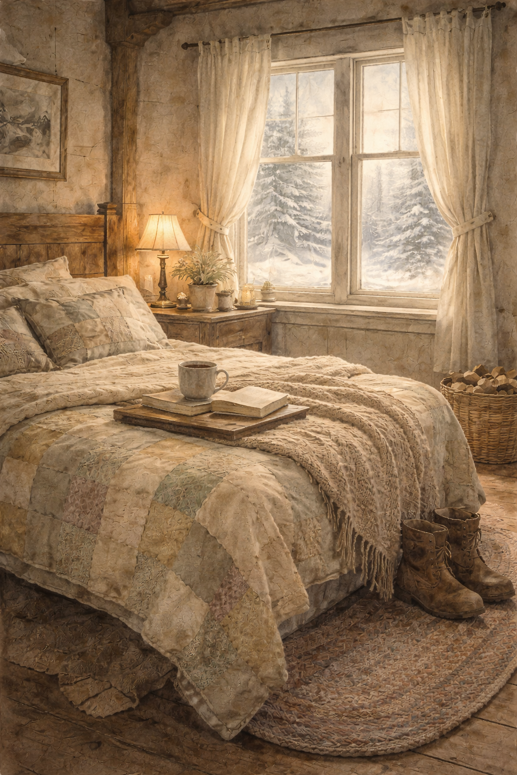 Cozy winter bedroom for winters rest