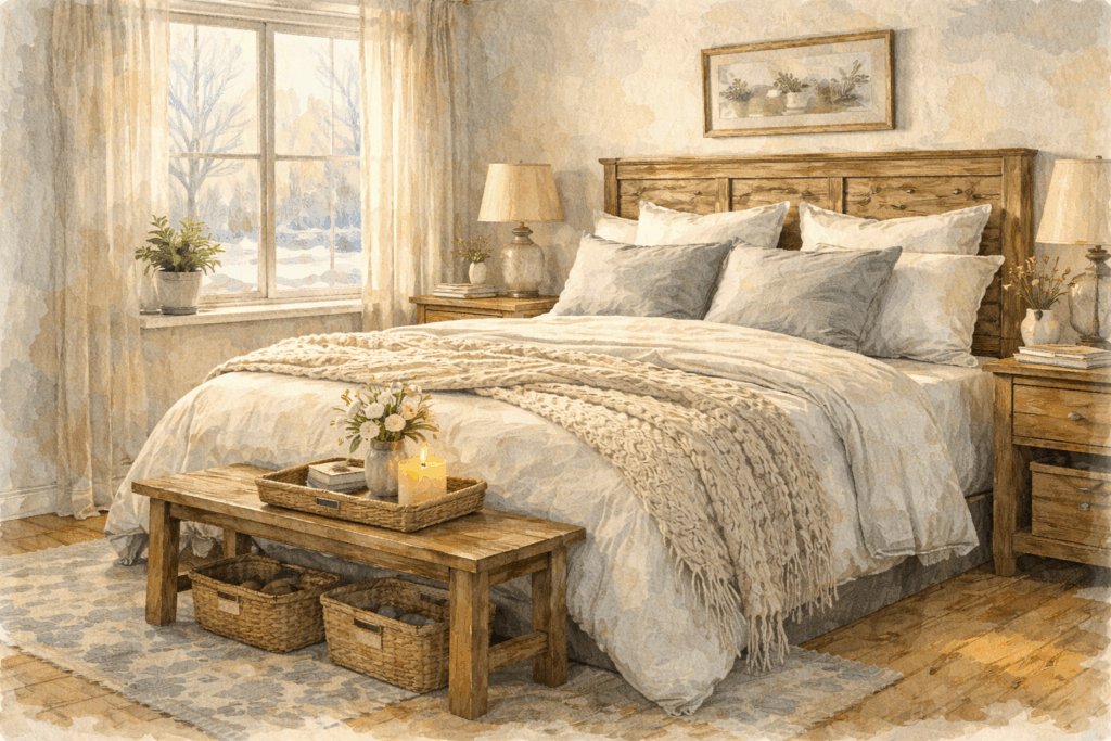 Image of a calm, clean, bedroom 