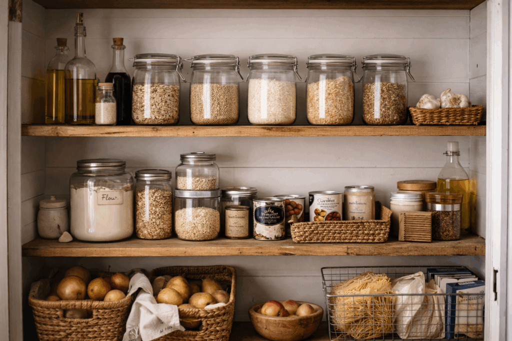 Simple real food pantry that gets dinner on the table