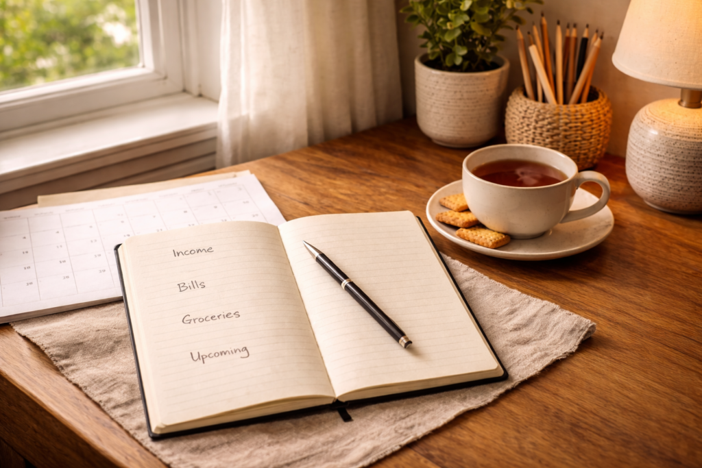 Image of items to plan upcoming expenses 