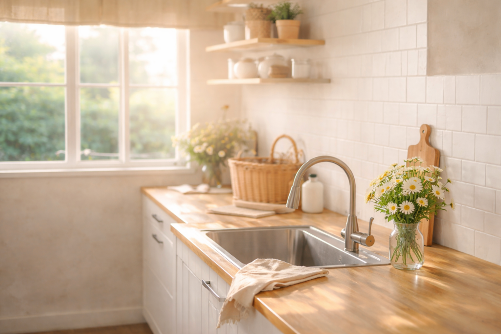 Farmhouse kitchen look for zone cleaning 