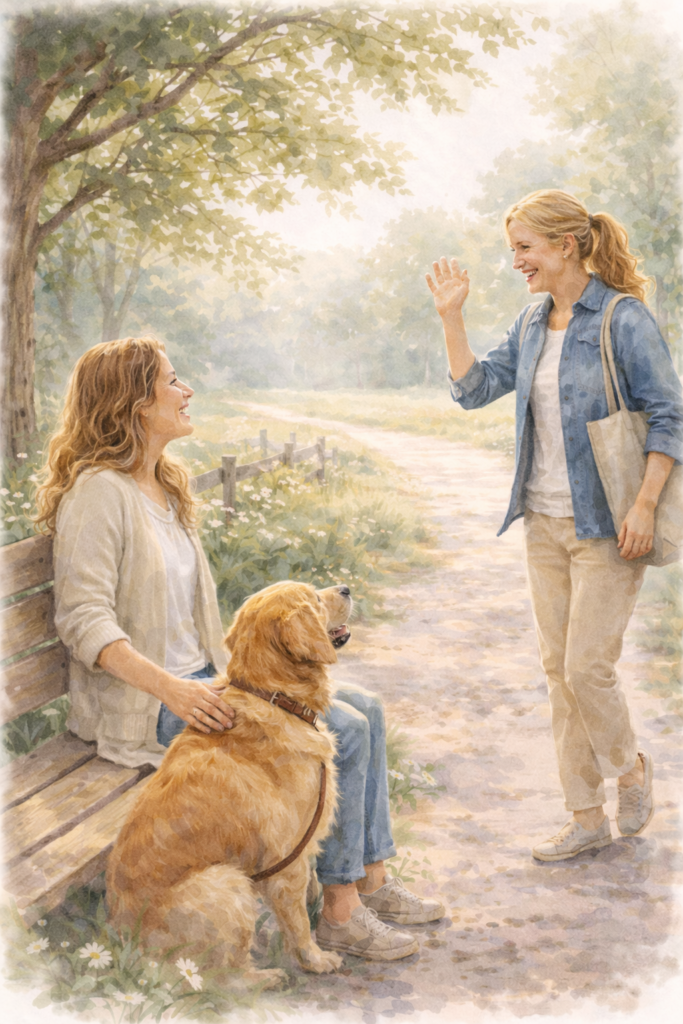 Image of 2 ladies being friendly 