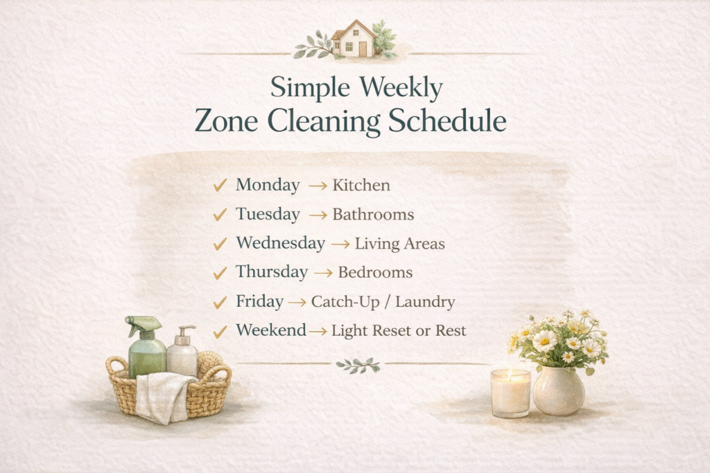 Simple weekly zone cleaning schedule 