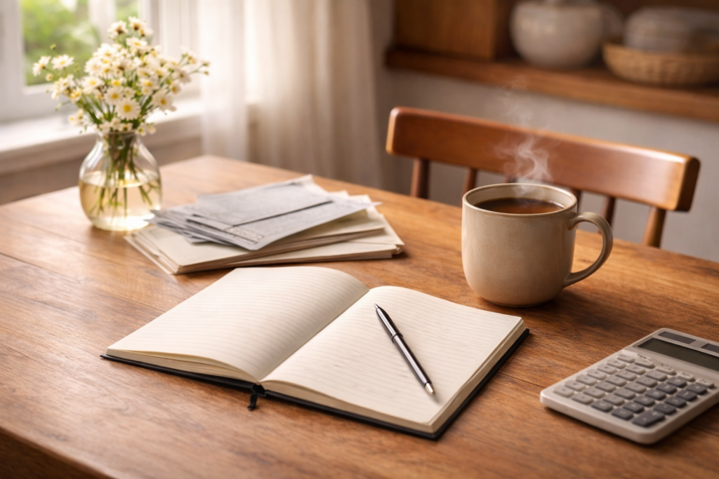 Image of items to do a 15 minute home economy review