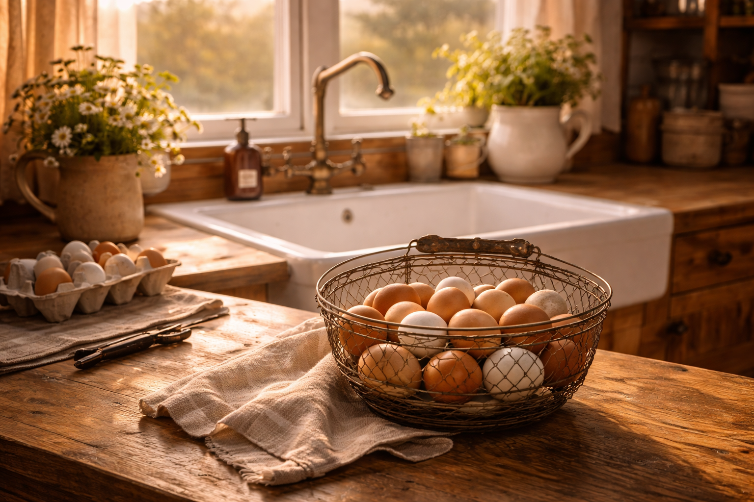 Farm fresh eggs ready to be used for breakfast or dinner