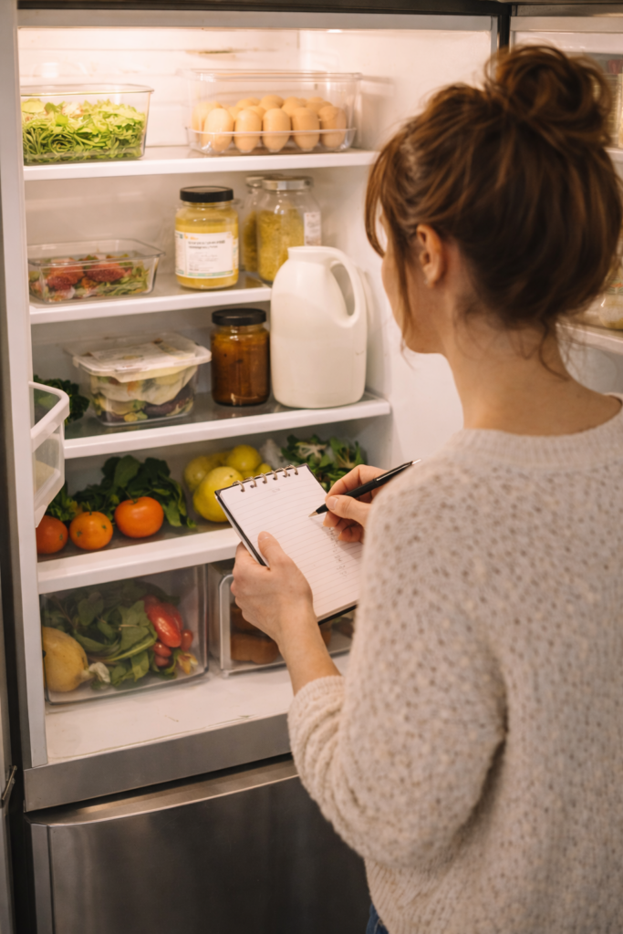 Checking fridge before starting meal plan