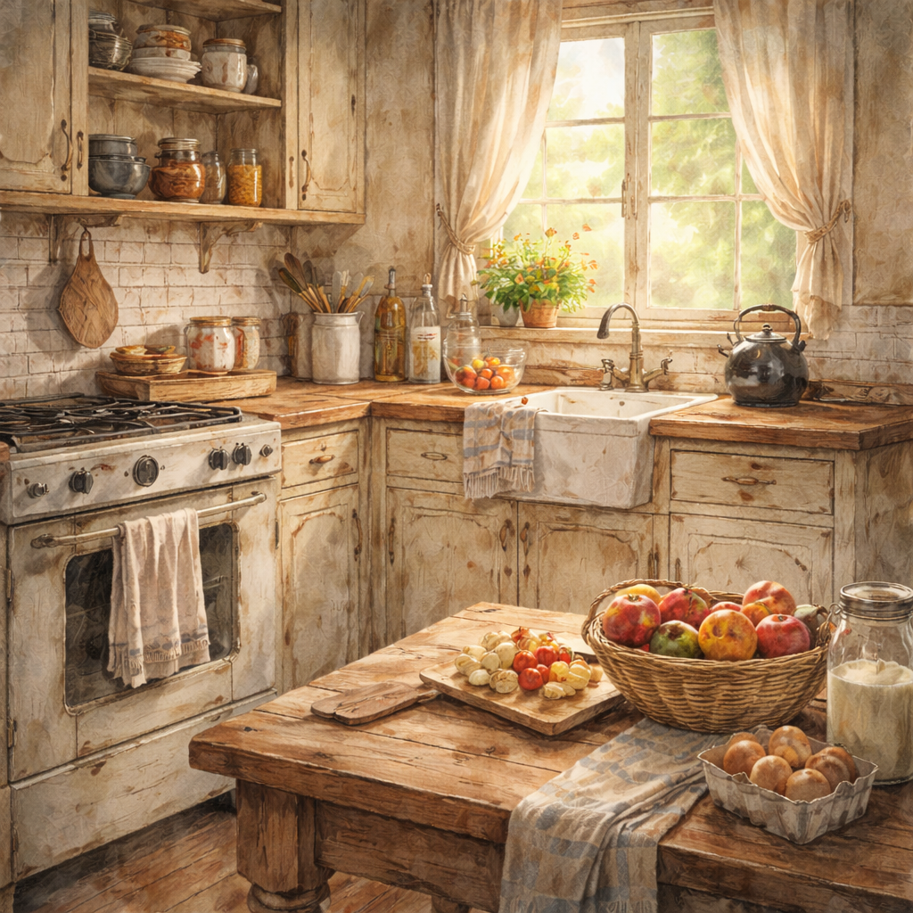 A kitchen view that denotes a home doesn't need to be perfect to be calm and cozy 