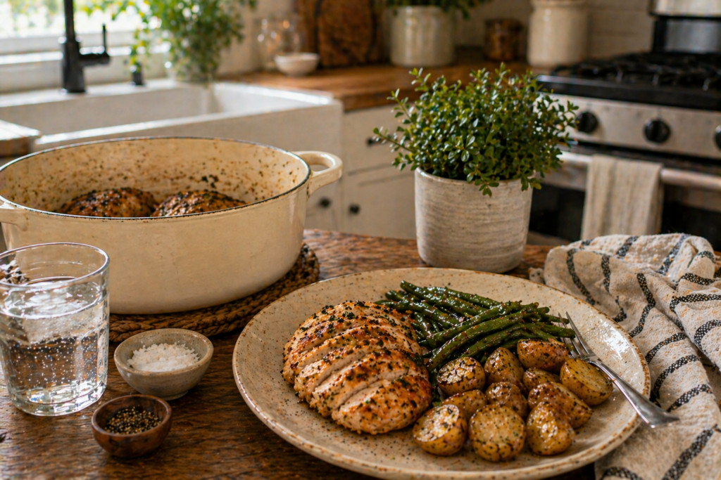 Simple dinner put together for a well-run home 