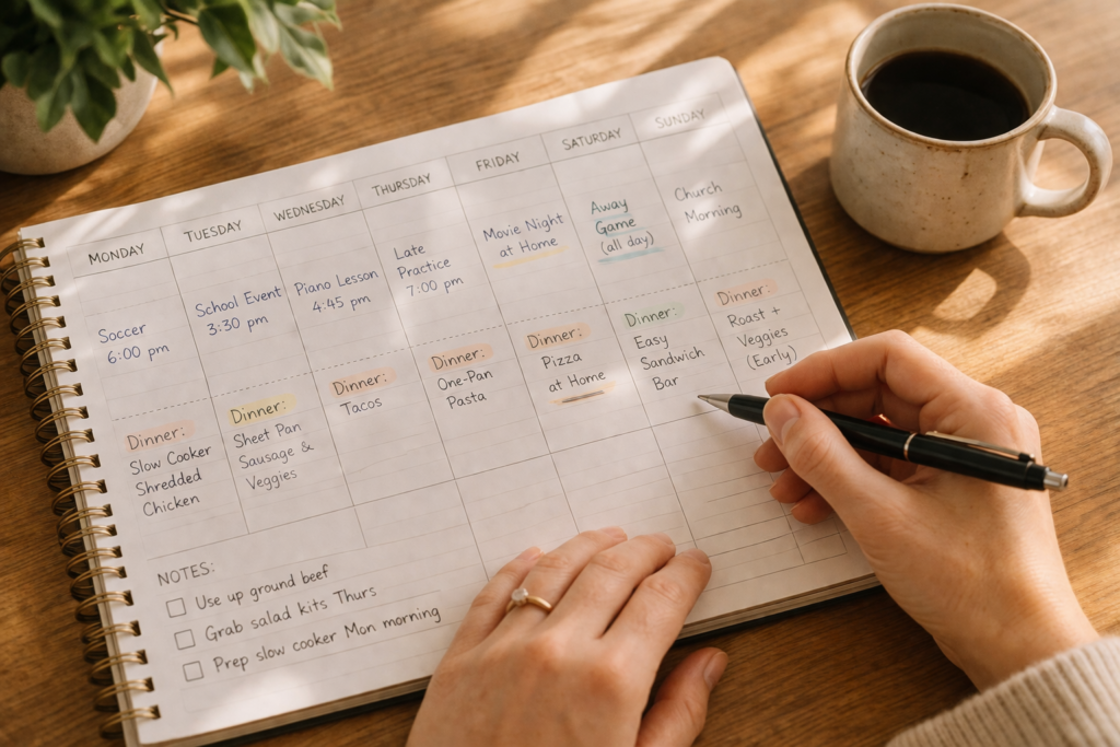 Looking at the week ahead helps meal planning strategy 