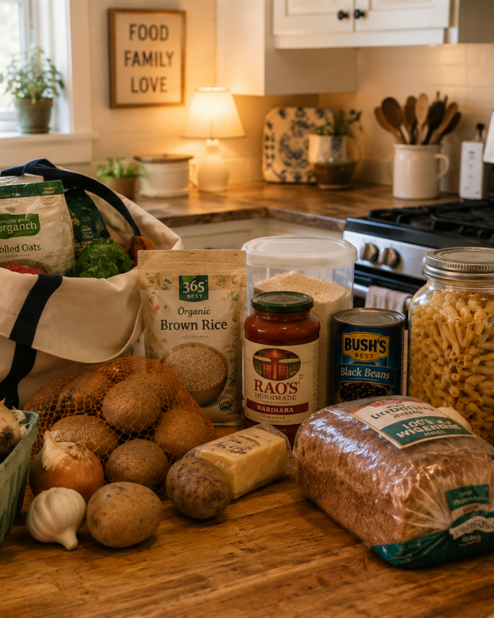 Groceries in kitchen to fit meal,plan when prices rise