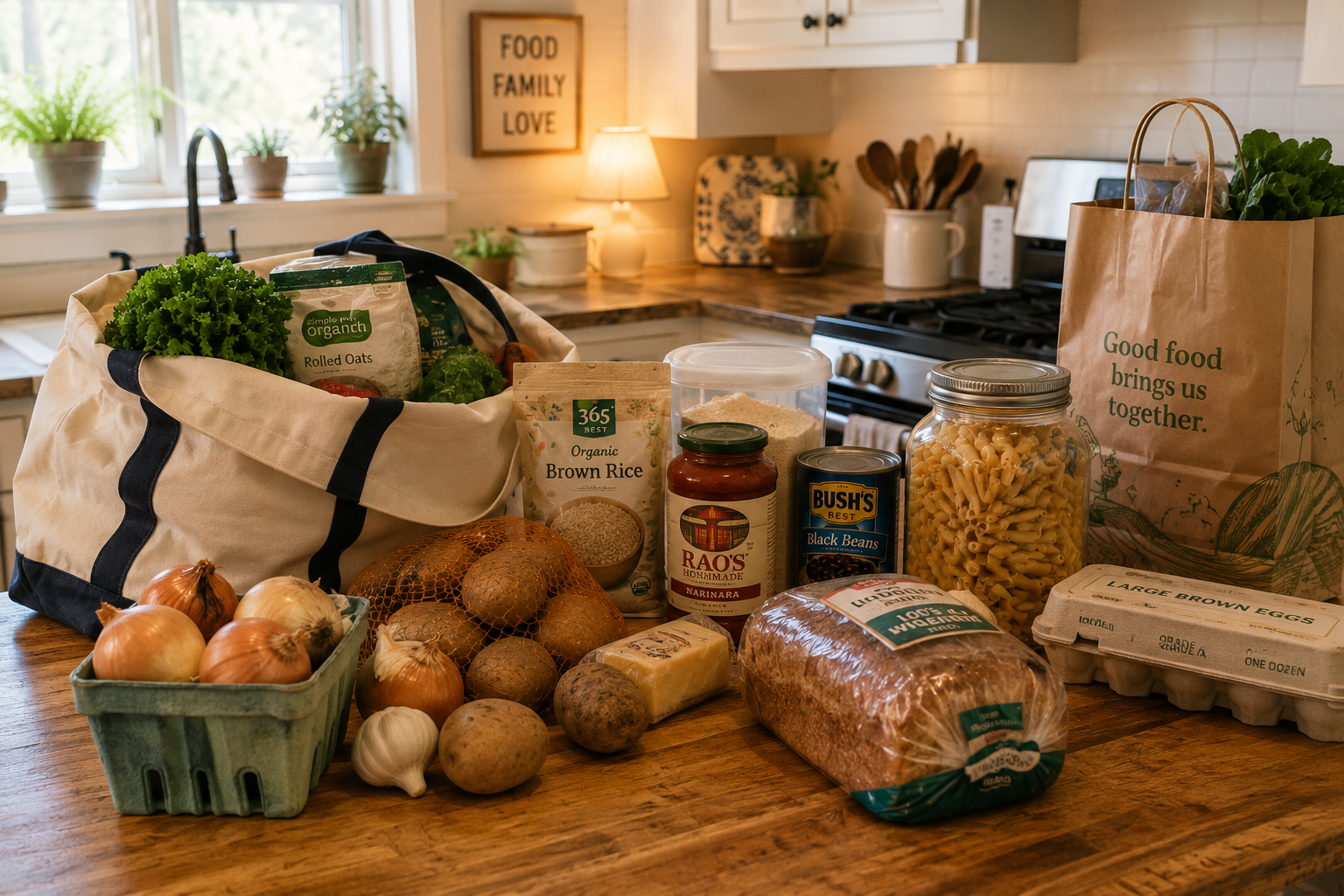 Groceries in kitchen to fit meal,plan when prices rise