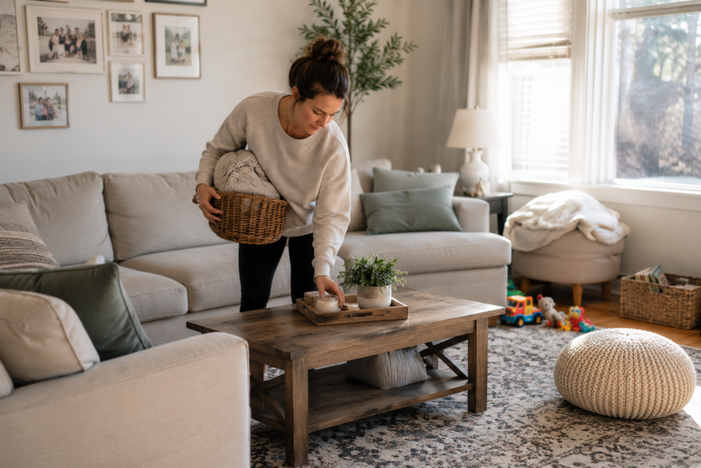 Doing a quick tidy helps your stay clean