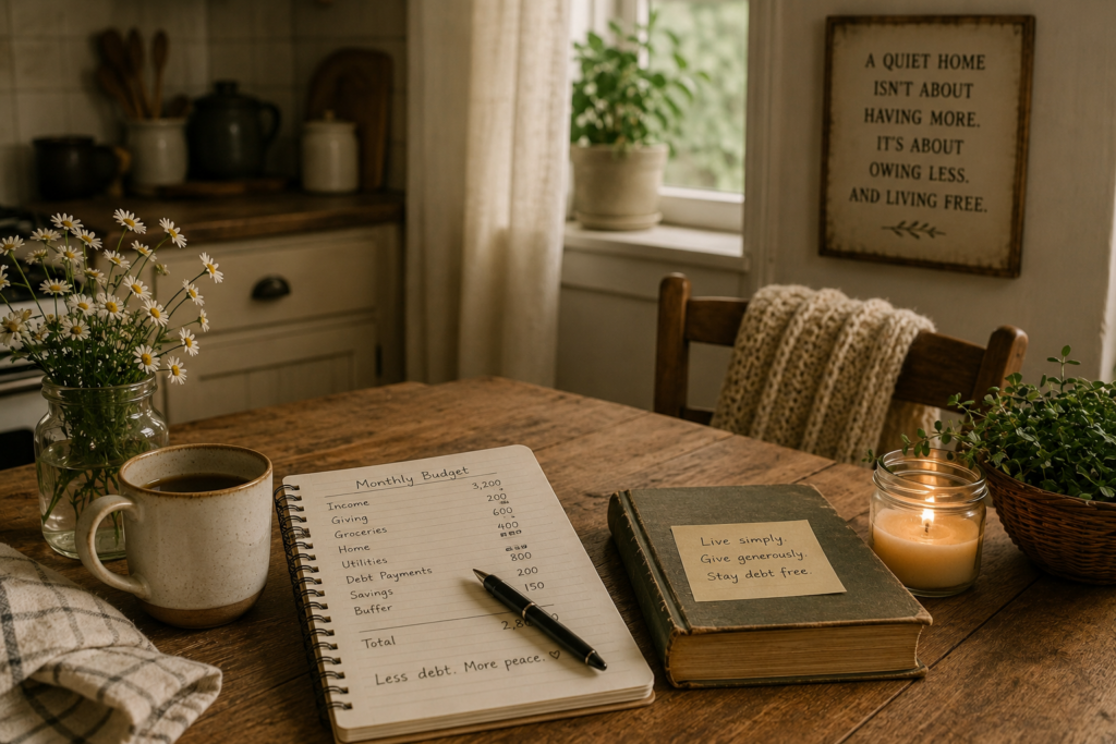 Image conveying simple monthly budget so you can lower debt 