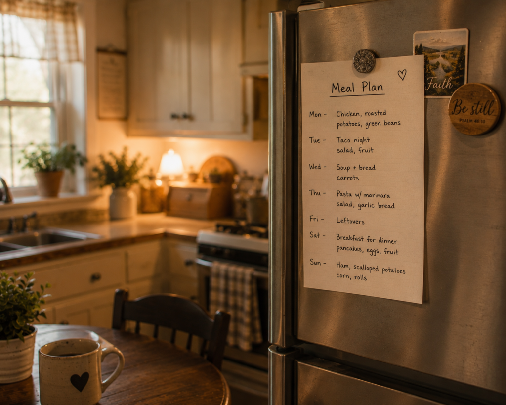 Meal plan on refrigerator 