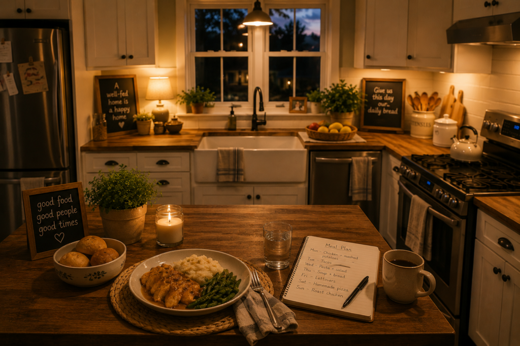 Image of a well-run home and meal plan that gets dinner on the table