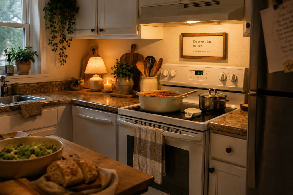 simple kitchen with prepared food for dinner 