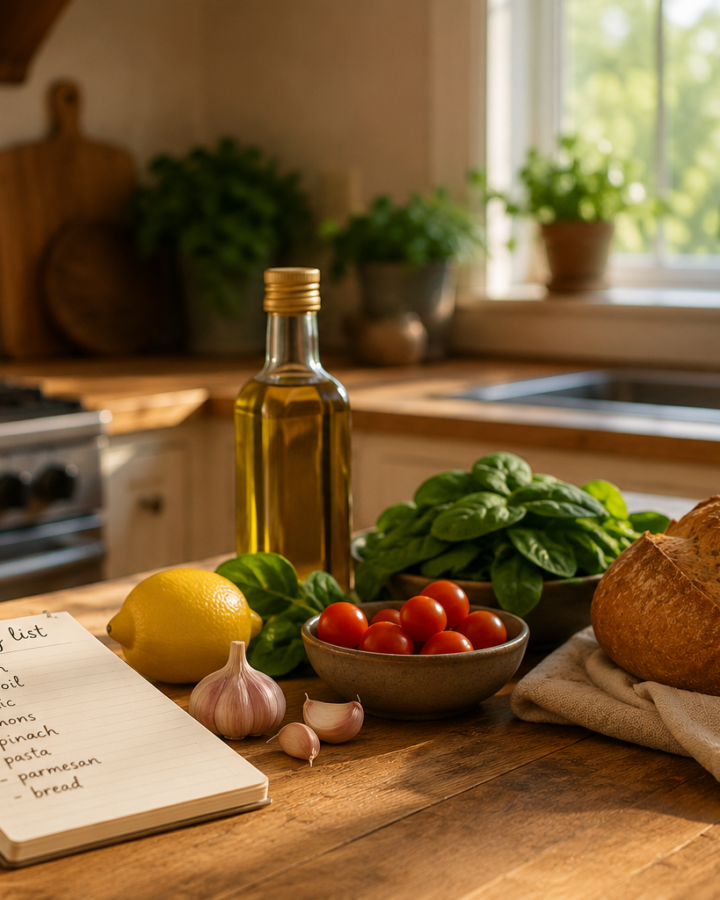 Image of simple ingredients for a budget dinner