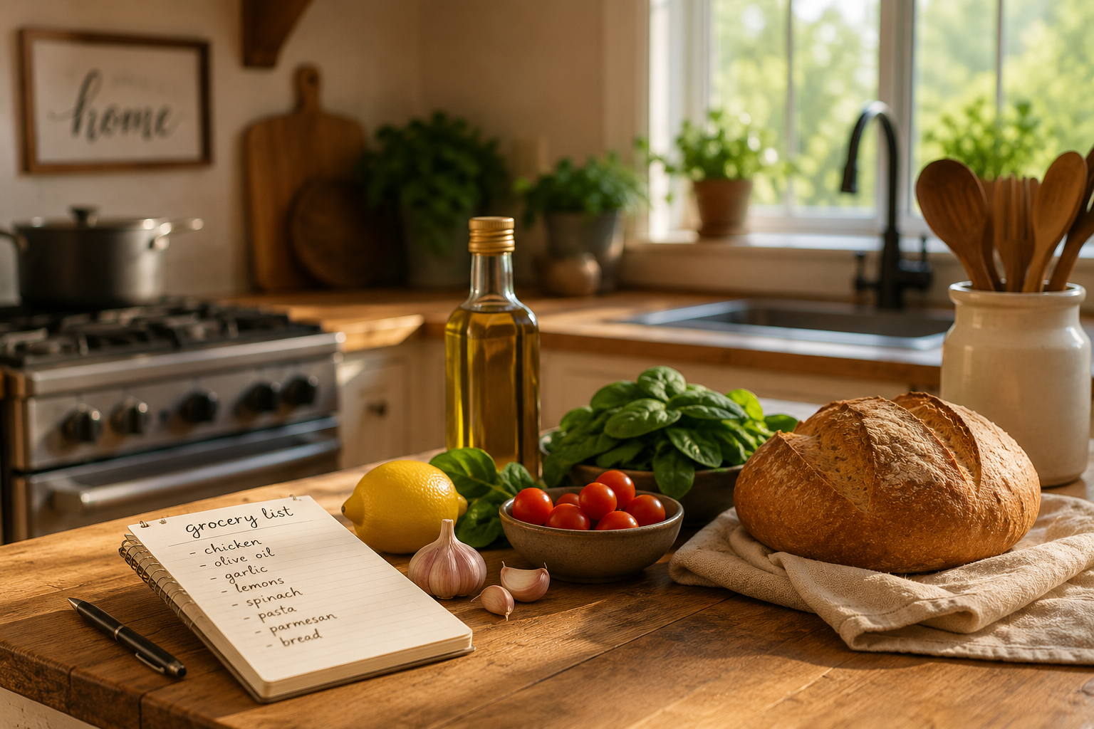 Image of simple ingredients for a budget dinner