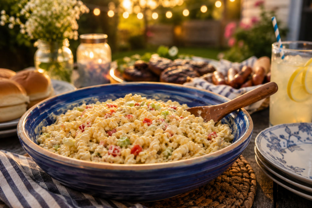 Image of macaroni salad at a picnic