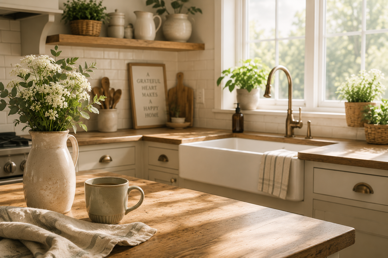 Calm clean kitchen