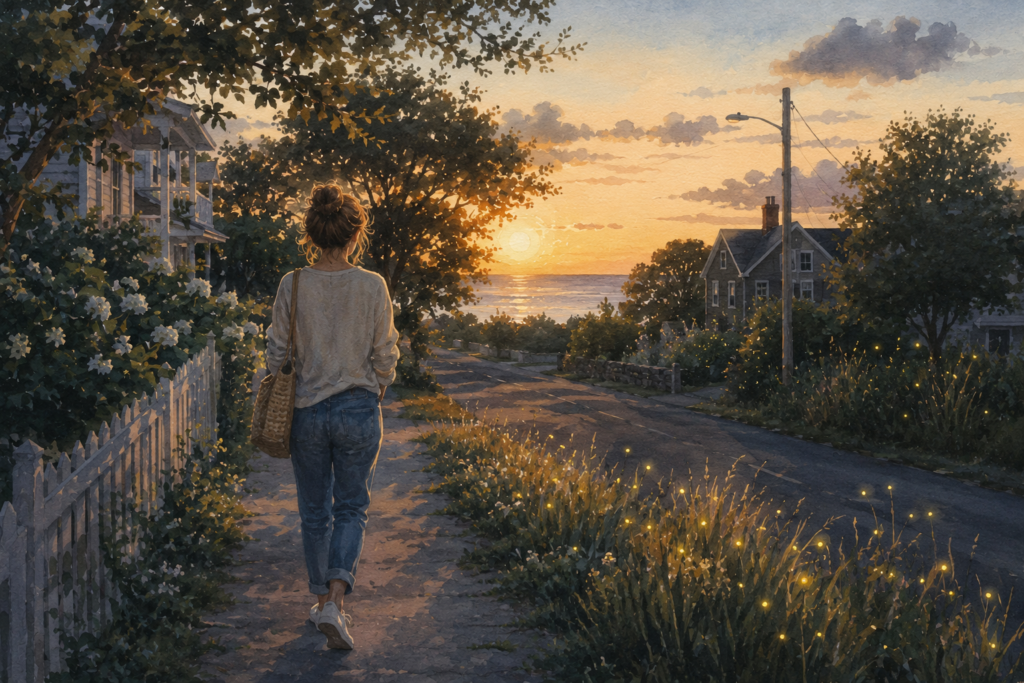 Golden hour walk by the water 