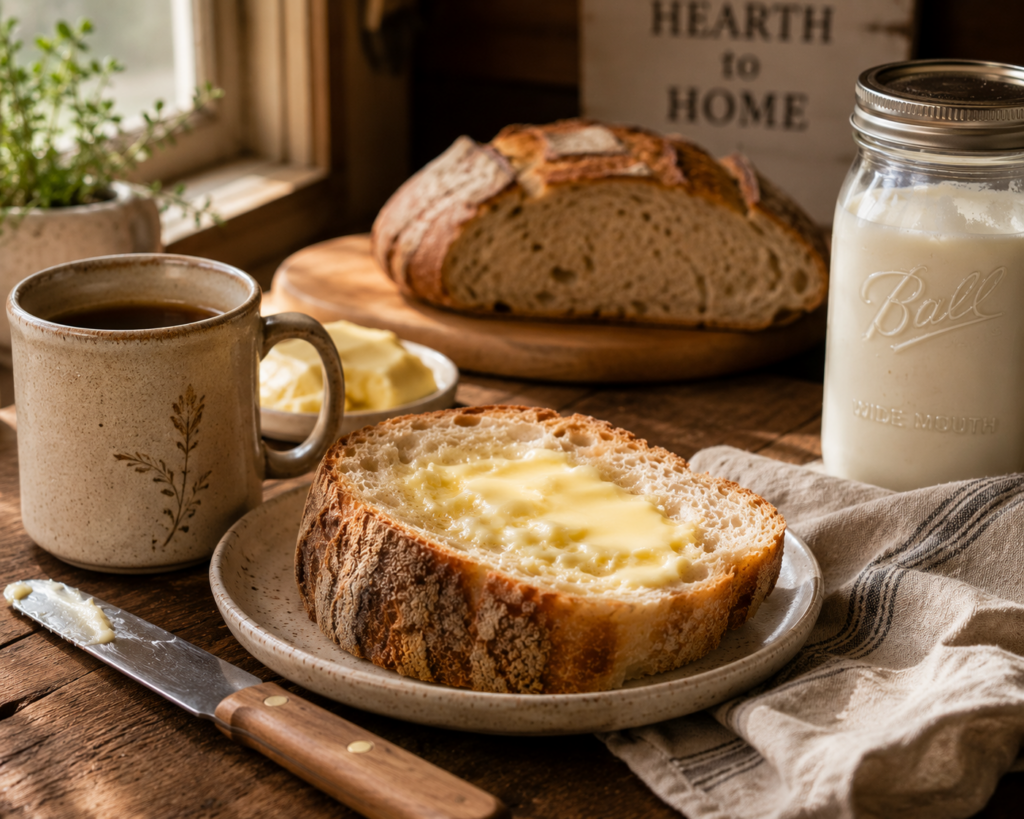 Hero image of homemade butter and bread 