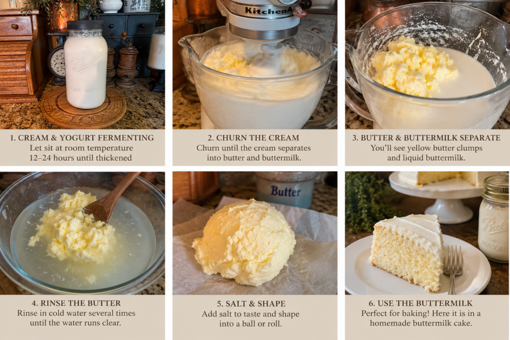 Images of homemade butter being made