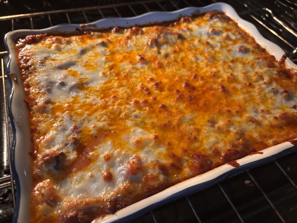 Easy creamy baked spaghetti 