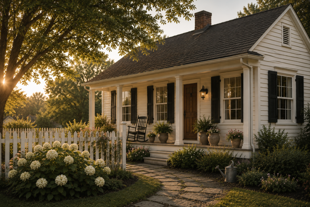 The cost of homeownership. Image of beautiful home with white picket fence
