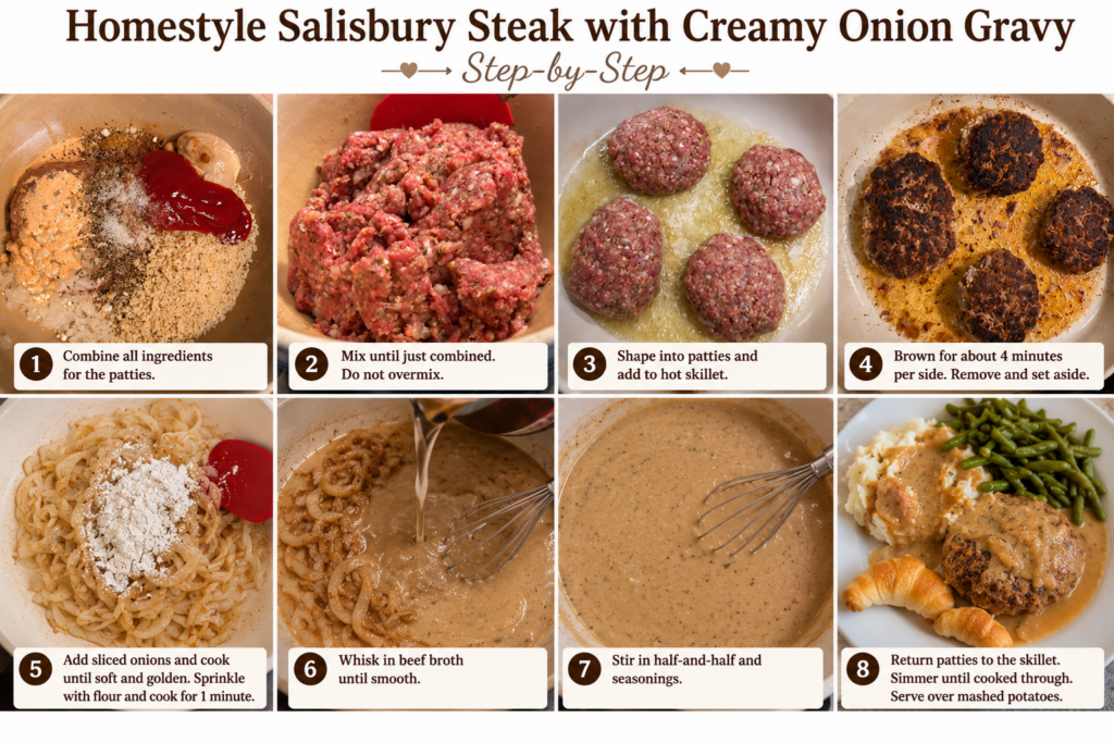 Step by step instructions to make Homestyle Salisbury steak