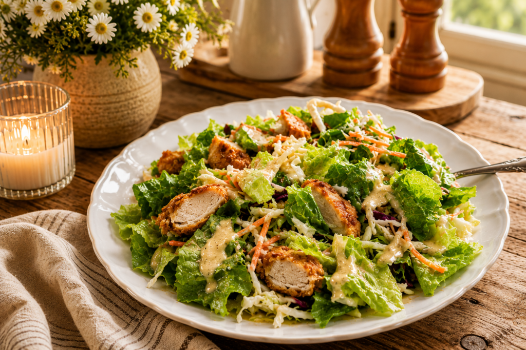 Easy oriental chicken salad with homemade Dijon dressing