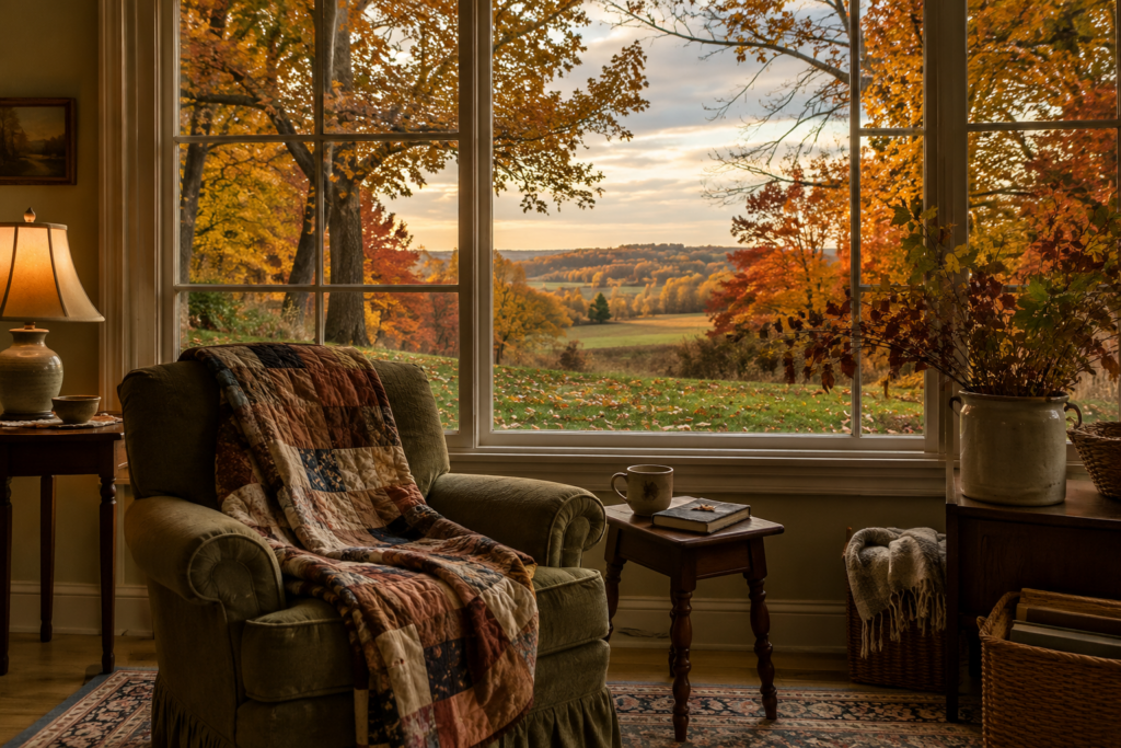 A chair closer to a window for fall 