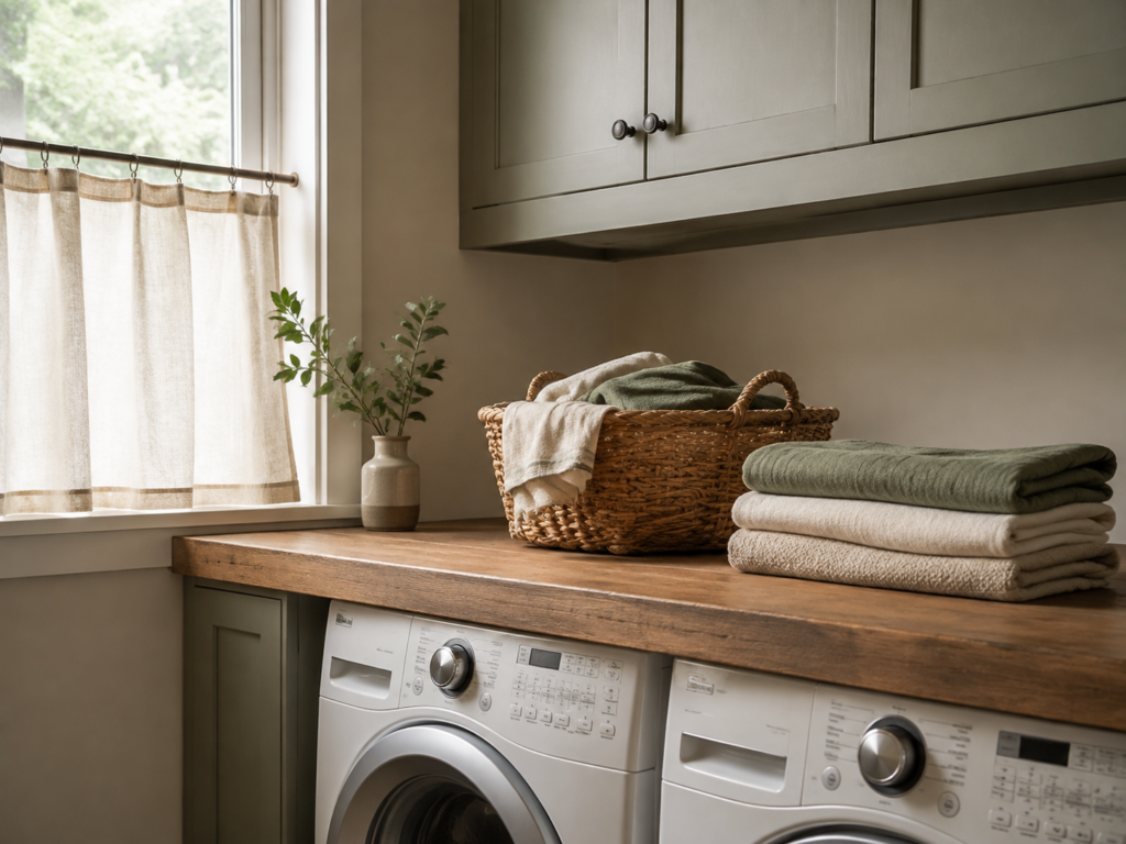 Calm and beautiful laundry room