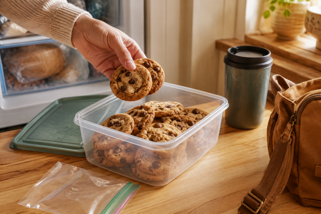 Cookies kept in the freezer make a quick take along great 