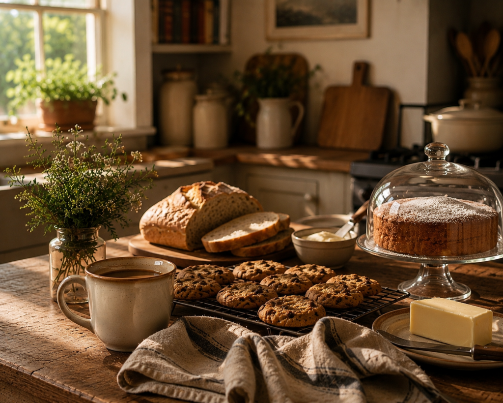 Vignette of stocked pantry items and what you can make with them