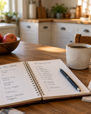 Notebook on table to help with decision making