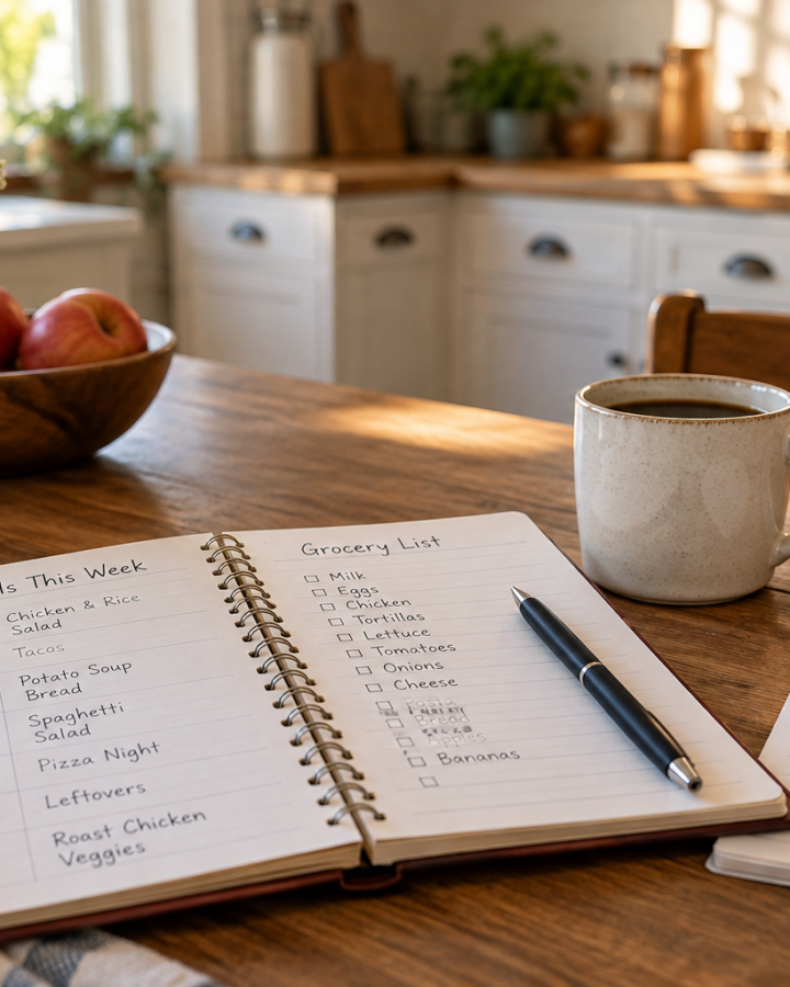 Notebook on table to help with decision making