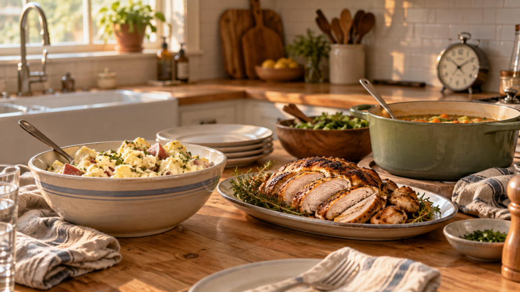 How long can Potluck foods sit out 