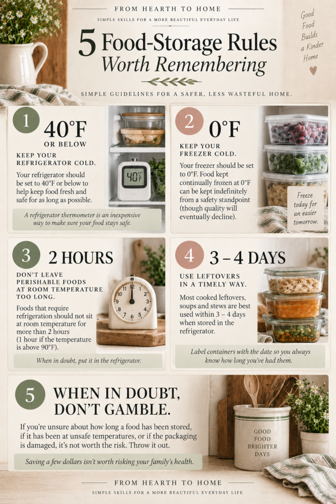 5 food storage rules chart