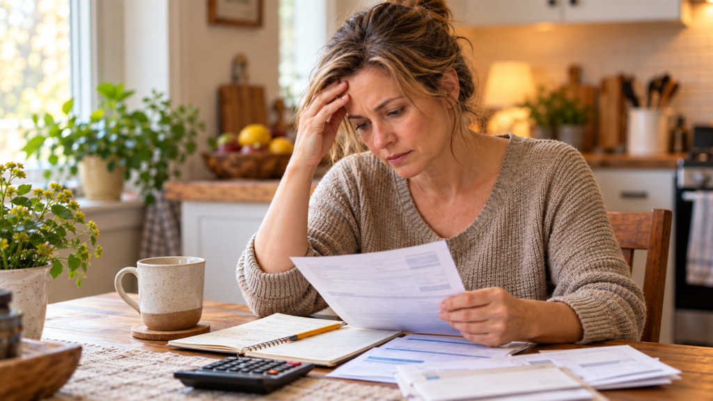 Lady worried about bills 