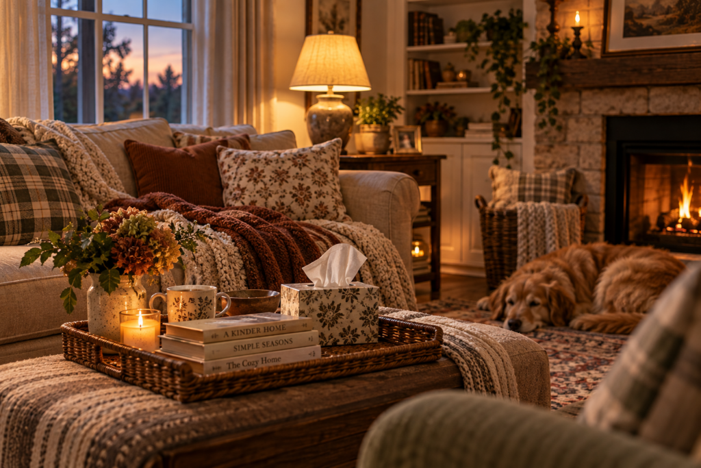 A cozy fall home set up for the people who live there