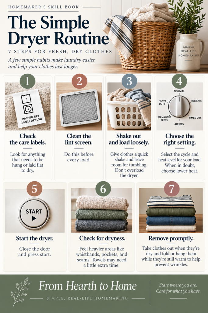 Simple dryer routine chart 