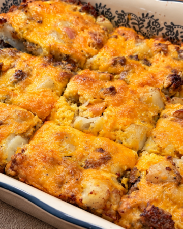 Image of cooked sausage and red potato breakfast bake