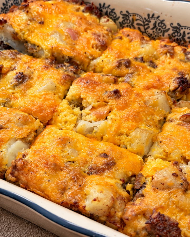 Image of cooked sausage and red potato breakfast bake