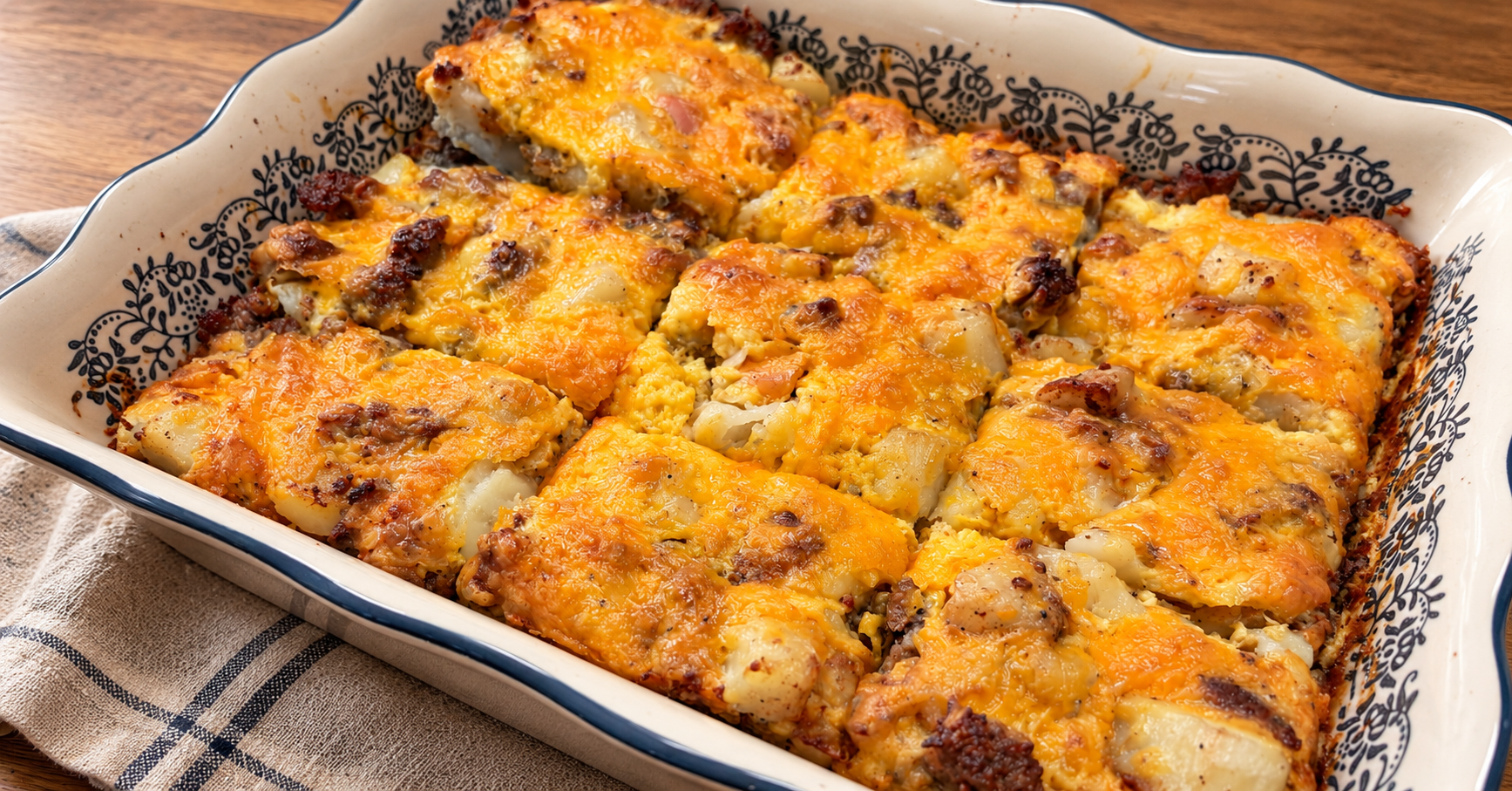 Image of cooked sausage and red potato breakfast bake