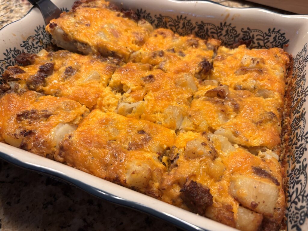 Image of cooked sausage and red potato breakfast bake